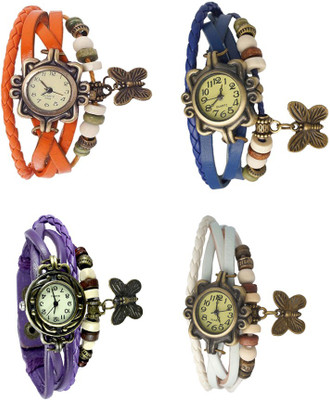 

Kissu Vintage Rakhi Combo of 4 Orange, Purple, Blue And White Watch - For Women