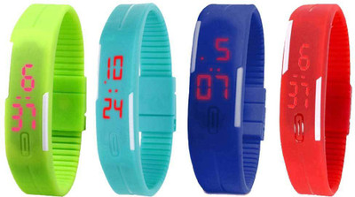 

Kissu Led Magnet Band Combo of 4 Green, Sky Blue, Blue And Red Watch - For Men & Women