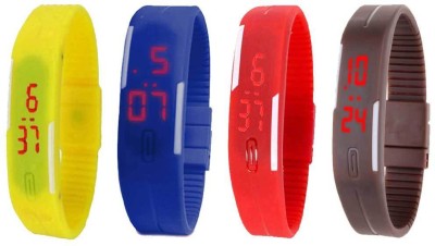 NS18 Silicone Led Magnet Band Combo of 4 Yellow, Blue, Red And Brown Digital Watch  - For Boys & Girls   Watches  (NS18)