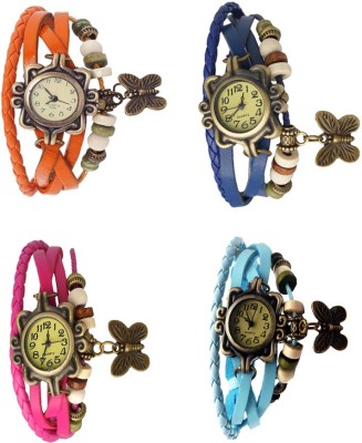 NS18 Vintage Butterfly Rakhi Combo of 4 Orange, Pink, Blue And Sky Blue Analog Watch  - For Women   Watches  (NS18)
