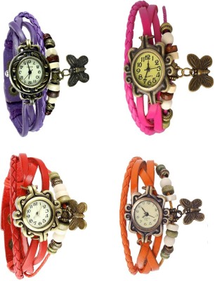 NS18 Vintage Butterfly Rakhi Combo of 4 Purple, Red, Pink And Orange Analog Watch  - For Women   Watches  (NS18)