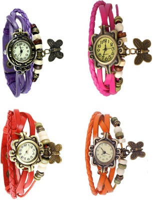 

Kissu Vintage Rakhi Combo of 4 Purple, Red, Pink And Orange Watch - For Women