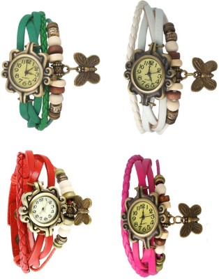 NS18 Vintage Butterfly Rakhi Combo of 4 Green, Red, White And Pink Analog Watch  - For Women   Watches  (NS18)