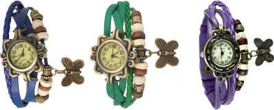 NS18 Vintage Butterfly Rakhi Watch Combo of 3 Blue, Green And Purple Analog Watch  - For Women   Watches  (NS18)