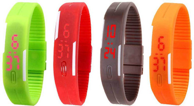 

Kissu Led Magnet Band Combo of 4 Green, Red, Brown And Orange Watch - For Men & Women