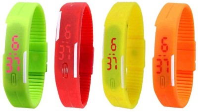 NS18 Silicone Led Magnet Band Combo of 4 Green, Red, Yellow And Orange Digital Watch  - For Boys & Girls   Watches  (NS18)
