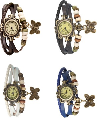 NS18 Vintage Butterfly Rakhi Combo of 4 Brown, White, Black And Blue Analog Watch  - For Women   Watches  (NS18)