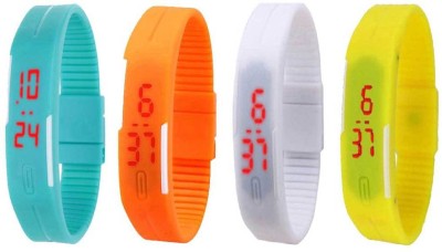 NS18 Silicone Led Magnet Band Combo of 4 Sky Blue, Orange, White And Yellow Digital Watch  - For Boys & Girls   Watches  (NS18)