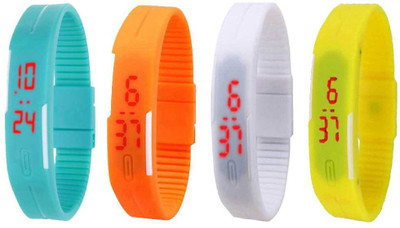 NS18 Silicone Led Magnet Band Combo of 4 Sky Blue, Orange, White And Yellow Digital Watch  - For Boys & Girls   Watches  (NS18)