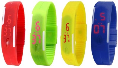 NS18 Silicone Led Magnet Band Combo of 4 Red, Green, Yellow And Blue Digital Watch  - For Boys & Girls   Watches  (NS18)