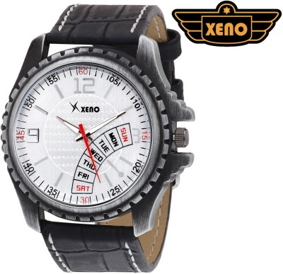 Xeno BN_C9D9_OLD Date Day Chronograph Pattern Black Leather Silver Dial New Look Fashion Stylish Modish Watch  - For Boys   Watches  (Xeno)