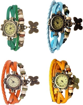 NS18 Vintage Butterfly Rakhi Combo of 4 Green, Orange, Sky Blue And Yellow Analog Watch  - For Women   Watches  (NS18)