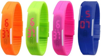 NS18 Silicone Led Magnet Band Combo of 4 Orange, Green, Pink And Blue Digital Watch  - For Boys & Girls   Watches  (NS18)