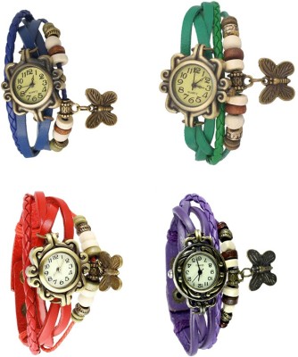 NS18 Vintage Butterfly Rakhi Combo of 4 Blue, Red, Green And Purple Analog Watch  - For Women   Watches  (NS18)