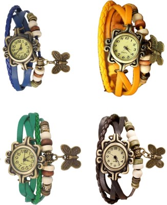 NS18 Vintage Butterfly Rakhi Combo of 4 Blue, Green, Yellow And Brown Analog Watch  - For Women   Watches  (NS18)