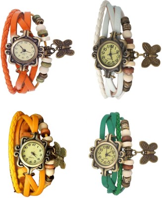NS18 Vintage Butterfly Rakhi Combo of 4 Orange, Yellow, White And Green Analog Watch  - For Women   Watches  (NS18)