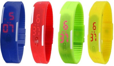 NS18 Silicone Led Magnet Band Combo of 4 Blue, Red, Green And Yellow Digital Watch  - For Boys & Girls   Watches  (NS18)
