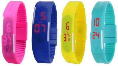 NS18 Silicone Led Magnet Band Watch Combo of 4 Pink, Blue, Yellow And Sky Blue Digital Watch  - For Couple   Watches  (NS18)