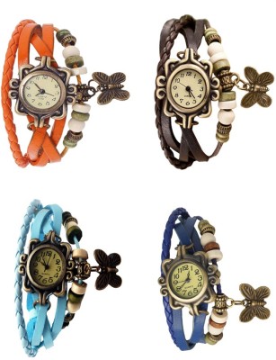 NS18 Vintage Butterfly Rakhi Combo of 4 Orange, Sky Blue, Brown And Blue Analog Watch  - For Women   Watches  (NS18)