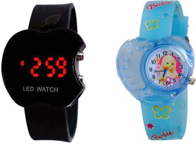 COSMIC COMBO OF 2 KIDS WATCH- BLACK APPLE LED + BLUE HELLO KITTY Analog-Digital Watch  - For Boys & Girls   Watches  (COSMIC)
