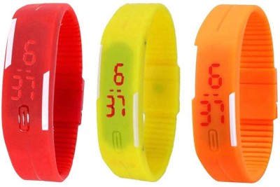 NS18 Silicone Led Magnet Band Combo of 3 Red, Yellow And Orange Digital Watch  - For Boys & Girls   Watches  (NS18)