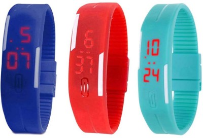 NS18 Silicone Led Magnet Band Combo of 3 Blue, Red And Sky Blue Digital Watch  - For Boys & Girls   Watches  (NS18)