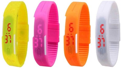 NS18 Silicone Led Magnet Band Combo of 4 Yellow, Pink, Orange And White Digital Watch  - For Boys & Girls   Watches  (NS18)