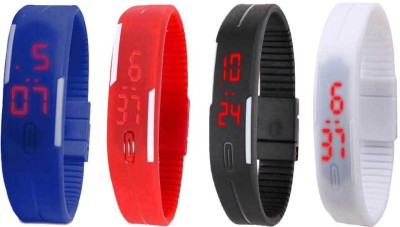 NS18 Silicone Led Magnet Band Combo of 4 Blue, Red, Black And White Digital Watch  - For Boys & Girls   Watches  (NS18)