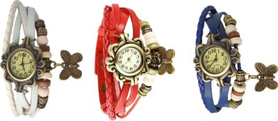 NS18 Vintage Butterfly Rakhi Watch Combo of 3 White, Red And Blue Analog Watch  - For Women   Watches  (NS18)