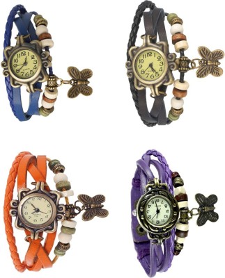 NS18 Vintage Butterfly Rakhi Combo of 4 Blue, Orange, Black And Purple Analog Watch  - For Women   Watches  (NS18)