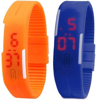 NS18 Silicone Led Magnet Band Set of 2 Orange And Blue Digital Watch  - For Boys & Girls   Watches  (NS18)