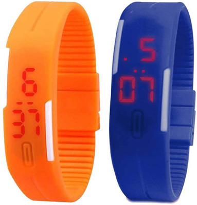 

Kissu Led Band Watch Combo of 2 Orange And Blue Watch - For Couple