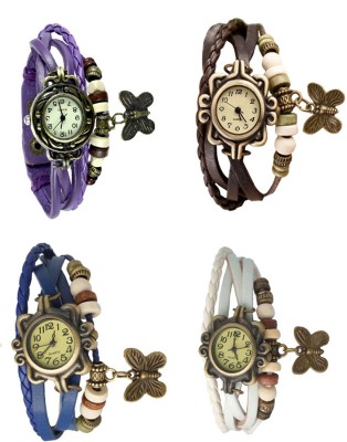 NS18 Vintage Butterfly Rakhi Combo of 4 Purple, Blue, Brown And White Analog Watch  - For Women   Watches  (NS18)