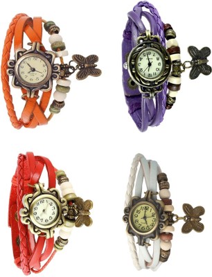 NS18 Vintage Butterfly Rakhi Combo of 4 Orange, Red, Purple And White Analog Watch  - For Women   Watches  (NS18)