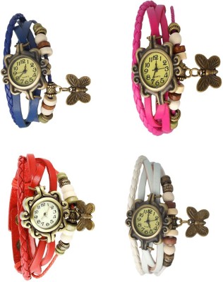 NS18 Vintage Butterfly Rakhi Combo of 4 Blue, Red, Pink And White Analog Watch  - For Women   Watches  (NS18)