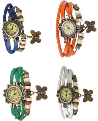 

Kissu Vintage Rakhi Combo of 4 Blue, Green, Orange And White Watch - For Women