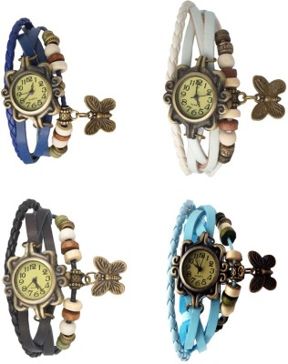 NS18 Vintage Butterfly Rakhi Combo of 4 Blue, Black, White And Sky Blue Analog Watch  - For Women   Watches  (NS18)