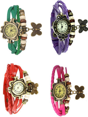 

NS18 Vintage Butterfly Rakhi Combo of 4 Green, Red, Purple And Pink Watch - For Women