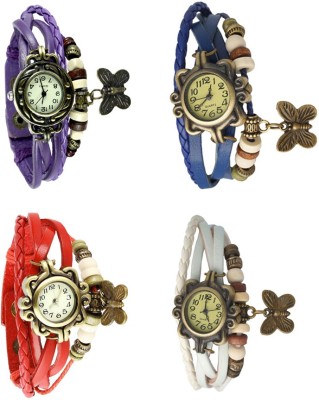 NS18 Vintage Butterfly Rakhi Combo of 4 Purple, Red, Blue And White Analog Watch  - For Women   Watches  (NS18)