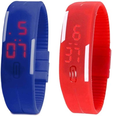 NS18 Silicone Led Magnet Band Set of 2 Blue And Red Digital Watch  - For Boys & Girls   Watches  (NS18)