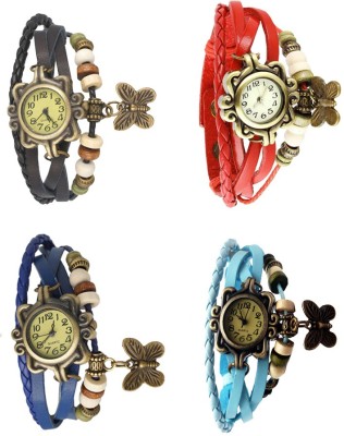 NS18 Vintage Butterfly Rakhi Combo of 4 Black, Blue, Red And Sky Blue Analog Watch  - For Women   Watches  (NS18)
