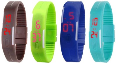 NS18 Silicone Led Magnet Band Watch Combo of 4 Brown, Green, Blue And Sky Blue Digital Watch  - For Couple   Watches  (NS18)