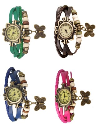 NS18 Vintage Butterfly Rakhi Combo of 4 Green, Blue, Brown And Pink Analog Watch  - For Women   Watches  (NS18)