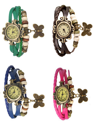 

Kissu Vintage Rakhi Combo of 4 Green, Blue, Brown And Pink Watch - For Women