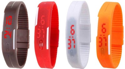 NS18 Silicone Led Magnet Band Combo of 4 Brown, Red, White And Orange Digital Watch  - For Boys & Girls   Watches  (NS18)