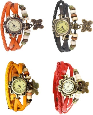 NS18 Vintage Butterfly Rakhi Combo of 4 Orange, Yellow, Black And Red Analog Watch  - For Women   Watches  (NS18)