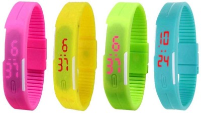 NS18 Silicone Led Magnet Band Watch Combo of 4 Pink, Yellow, Green And Sky Blue Digital Watch  - For Couple   Watches  (NS18)