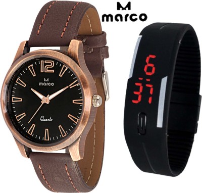 Marco ANTIQUE 401 BLK-BRW - led COMBO Analog Watch  - For Men   Watches  (Marco)