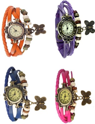 NS18 Vintage Butterfly Rakhi Combo of 4 Orange, Blue, Purple And Pink Analog Watch  - For Women   Watches  (NS18)