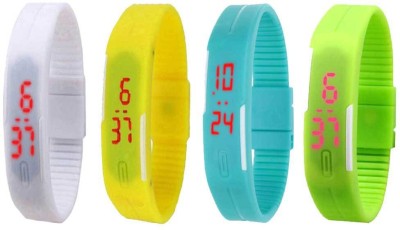 NS18 Silicone Led Magnet Band Combo of 4 White, Yellow, Sky Blue And Green Digital Watch  - For Boys & Girls   Watches  (NS18)